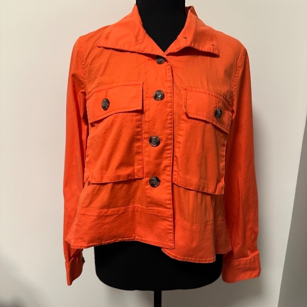 *CABI* Orange Button Down Long Sleeve Jacket Size XS